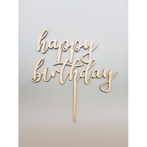 Cake Topper Wood Happy Birthday