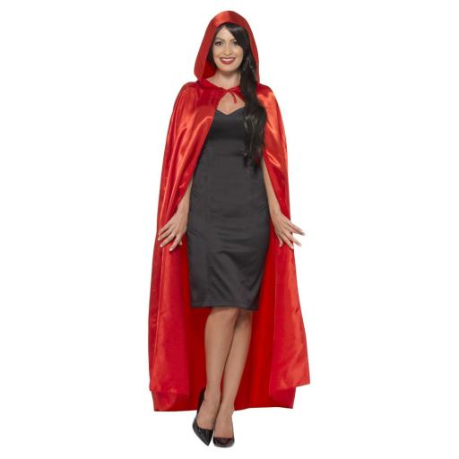 Satin Hooded Cape, Red