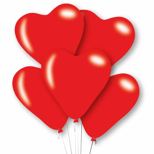 Red Hearts Latex Balloons 11"