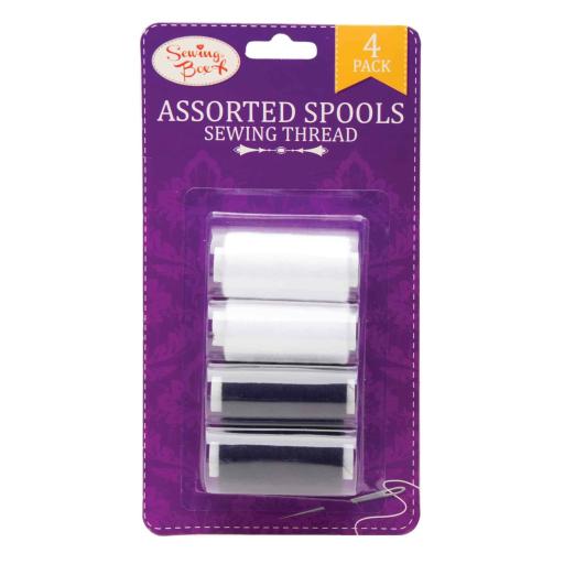 Sewing Box 4pk Black & White Sewing Thread on Spools