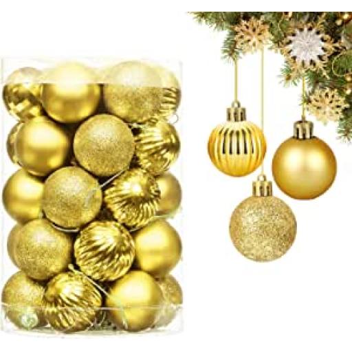 Shatchi Christmas baubles 3cm gold 12pcs