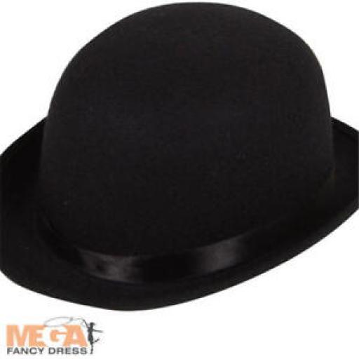 Black Bowler Hat Adults Fancy Dress Victorian Mens Ladies Costume Accessory