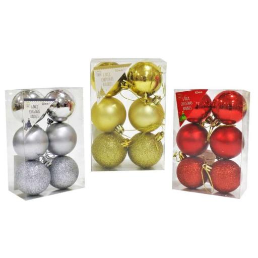 Christmas Tree Baubles 50mm 6 Pack