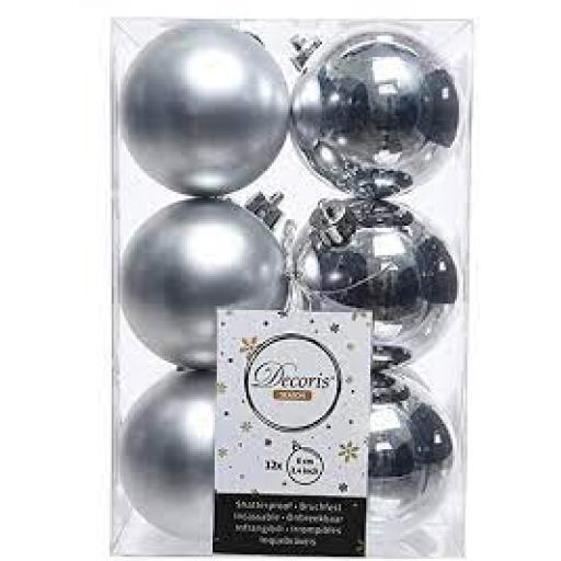 SHATCHI Christmas baubles silver 6 cm 6 pcs