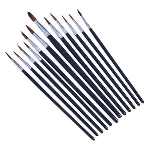 12 PIECE POINTED TIP ARTIST PAINT BRUSH SET PROFESSIONAL QUALITY ART AND CRAFT