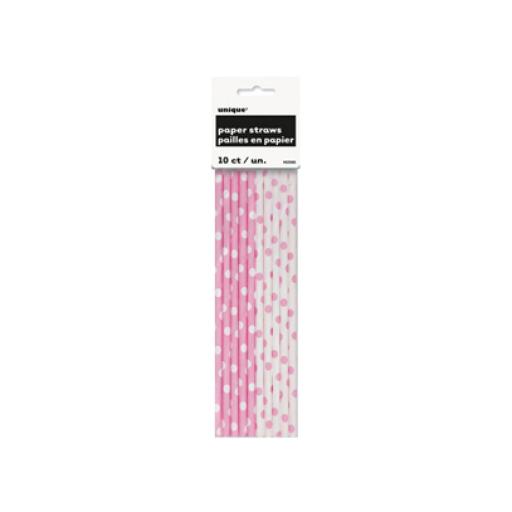 Unique Party Dots Paper Straws - Lovely Pink