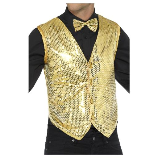 Sequin Waistcoat Gold Adult Size XL