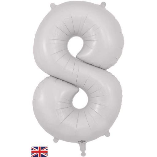 34"Number 8 White Foil Balloon