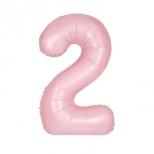 34"Number 2 Pink Matte Foil Balloon