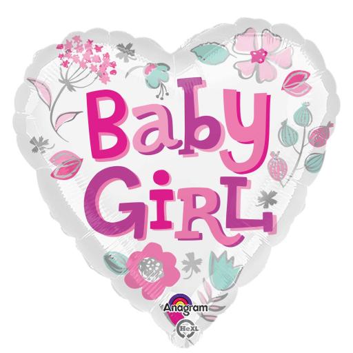 17in Baby Girl Heart Shape Foil Balloons
