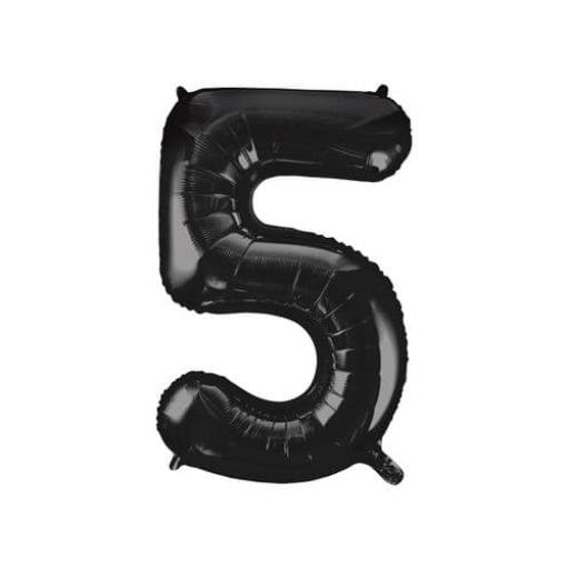 34" Number 5 Black Foil Balloon