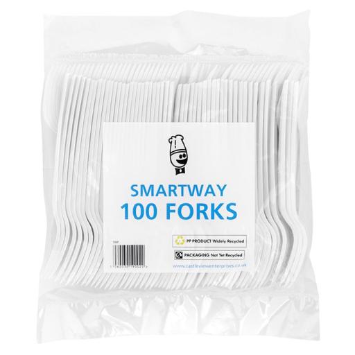 100 White Plastic Forks