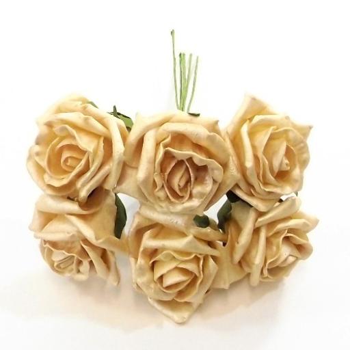 Rose Bunch (6 Heads) Pearlised Gold Colour
