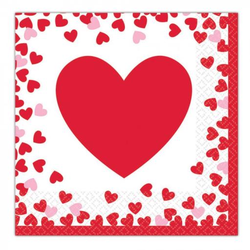 Candy Hearts Beverage Napkins 13"x13"