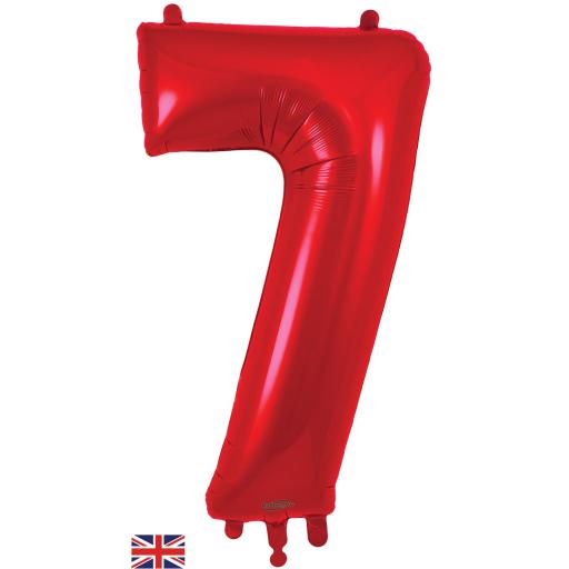34" Number 7 Red Foil Balloon