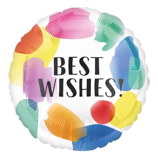 Best Wishes! Painted Swoosh Foil Balloons 18"