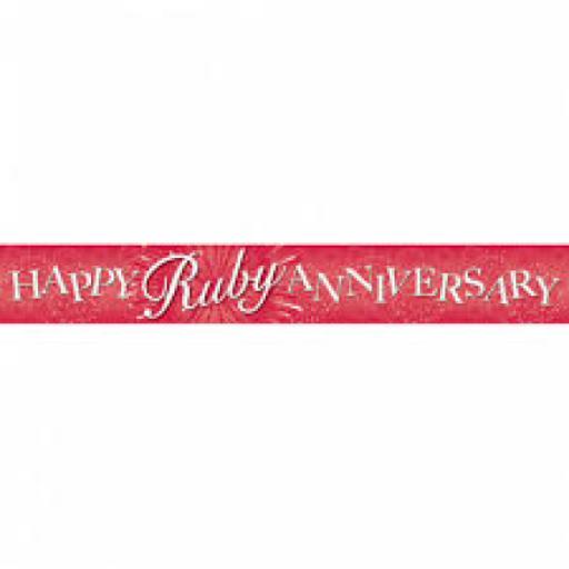 Happy Ruby Anniversary Pink Foil Banner(2.7m) Long