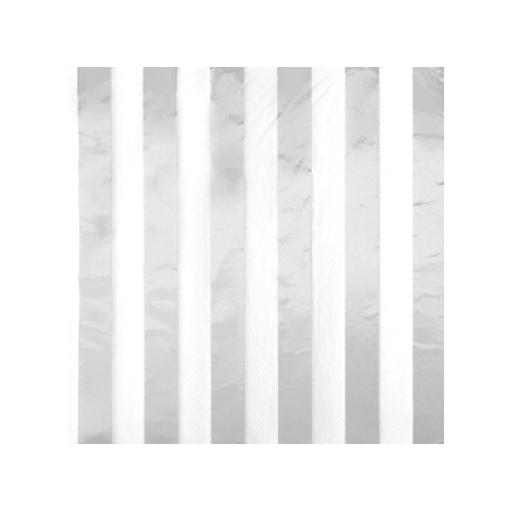 16 Foil Stripes Luncheon Napkins - Silver