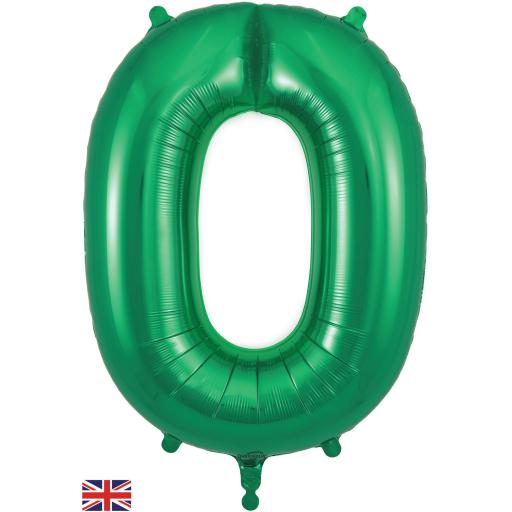 34" Number 0 Green Foil Balloon