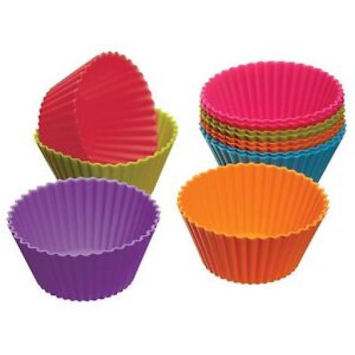 12 x 45mm Assorted Colour Mini Cake Moulds Cupcake Baking