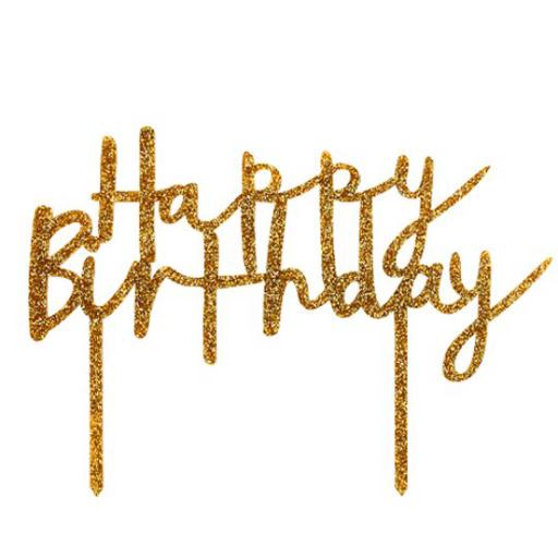 Gold Acrylic Happy Birthday Cake Topper