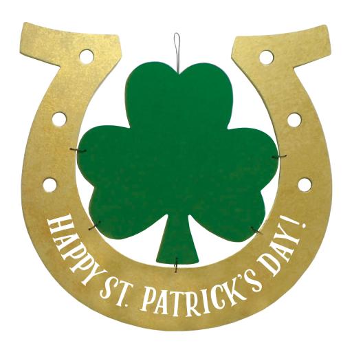 Happy St. Patrick's Day Horseshoe Hanging Sign 39cm x 38.5cm