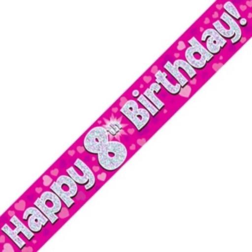 Happy Birthday  Girl, Holographic Foil Banner 2.7 M