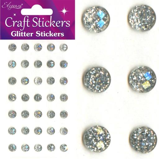 Silver Glitter Round Craft Stickers