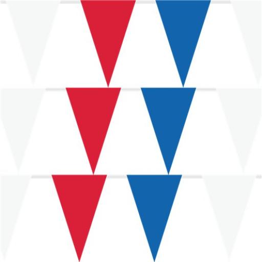 Red, White & Blue Plastic Bunting - 10m