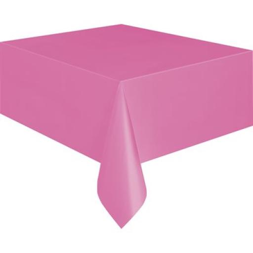 Hot pink plastic table cover 54x108in