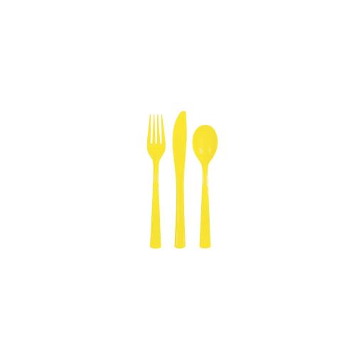 Neon Yellow Plastic Cutlery Set, 18 Count