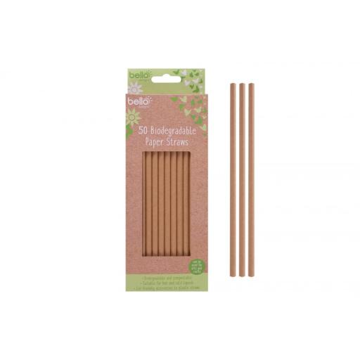 50 Biodegradable Paper Straws, Brown and Disposable Straws