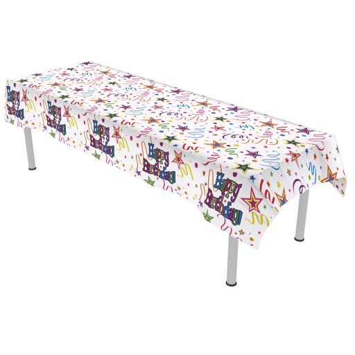 Ribbons and Stars Colourfast Plastic Table Cover 137cm x 2.6m