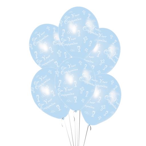 Communion Printed Blue Latex Balloons 27.5cm - 10 PK
