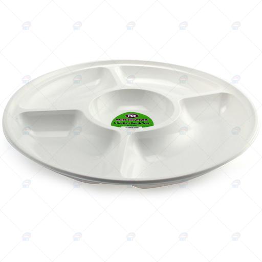 Plates Plastic Snack tray White 5 compartments 35cm 1pc