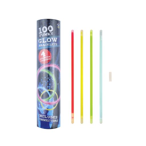 Tube of Glow Bracelets (100pcs) 4 Assorted Colours