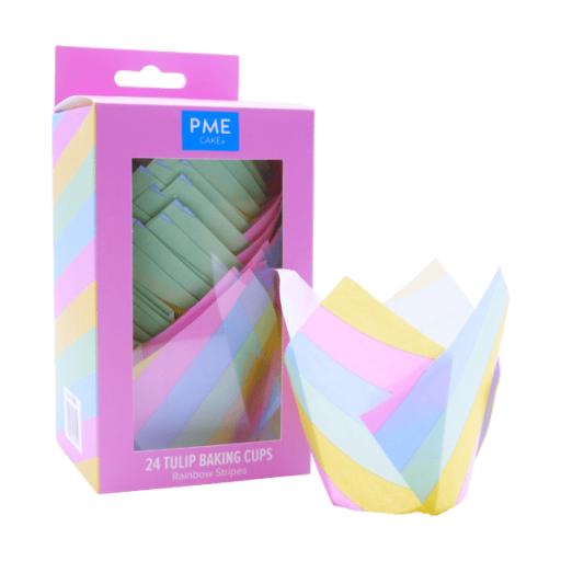 24 x PME – Tulip Muffin Cases – Rainbow Stripes