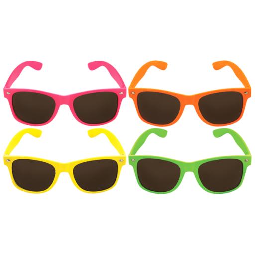 Neon Glasses with Dark Lenses (Adult) 4 Assorted Colours