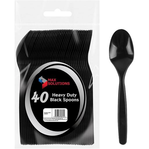 Deluxe Small Plastic Black Dessert Spoons