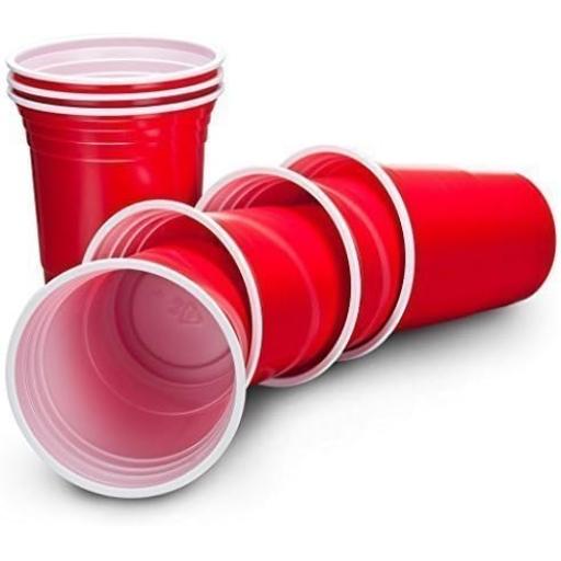 Disposable Party Cups, 16 oz, Ruby Apple Red,