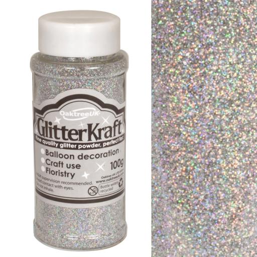 Glitter Kraft Fine Glitter 100g Bottle Holographic Silver