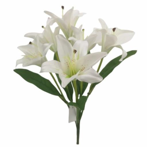 46cm Lilly Bush  (7 Heads) Ivory