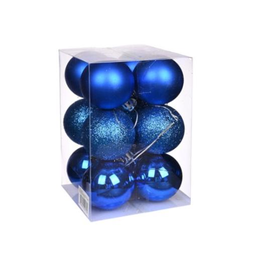 5 Cm Assorted Royal Blue  Christmas Baubles 12pc