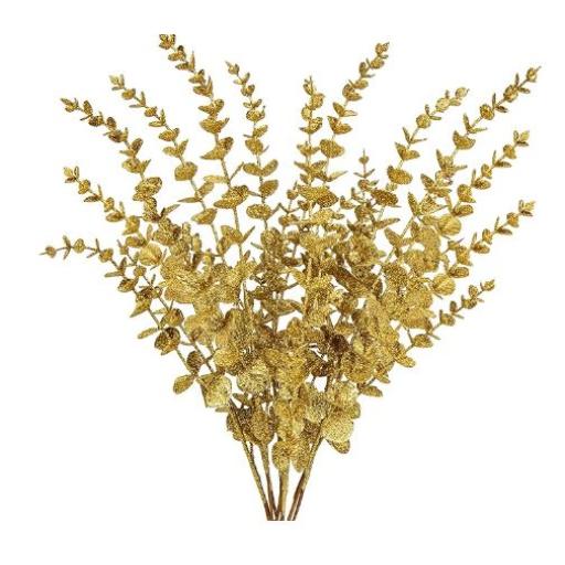 29 Glittered Eucalyptus Bush (5 Heads) Assorted Gold OR  Silver