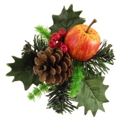 Christmas Pick  With  Cone  Apple  And  Red  Berries Natural