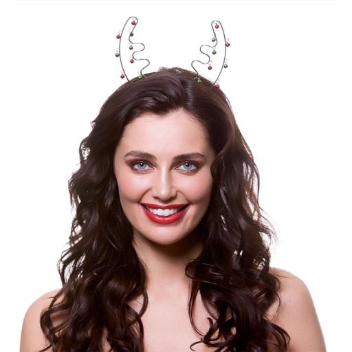 Silver Reindeer Antlers w/ Red & Green Baubles