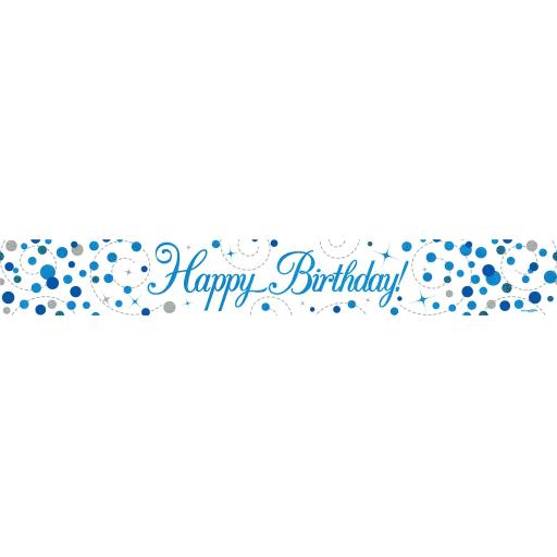 9ft Banner Sparkling Fizz Birthday Blue Holographic