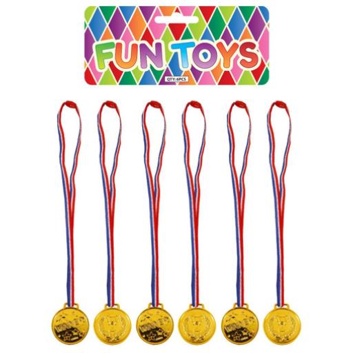 Gold Winner Medals On Ribbon 6pk