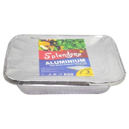 Aluminium Foil Roasting Tins With Lids 3pcs