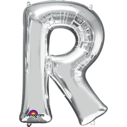 Balloon Air-Filled Letter  R Silver 16in